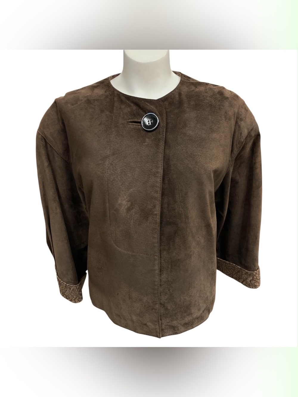 Battax Brown Suede Button-Front Jacket Size L